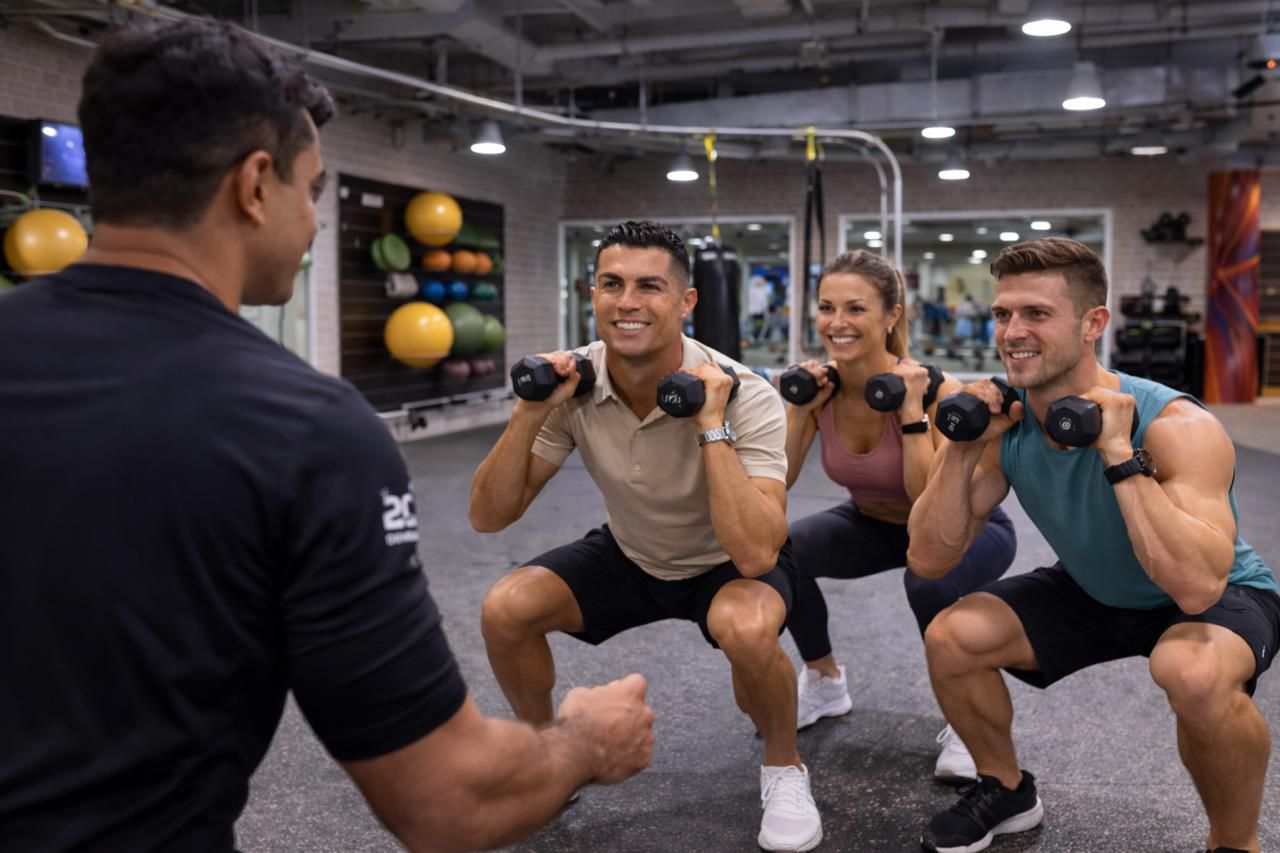 Trainer guiding a workout session